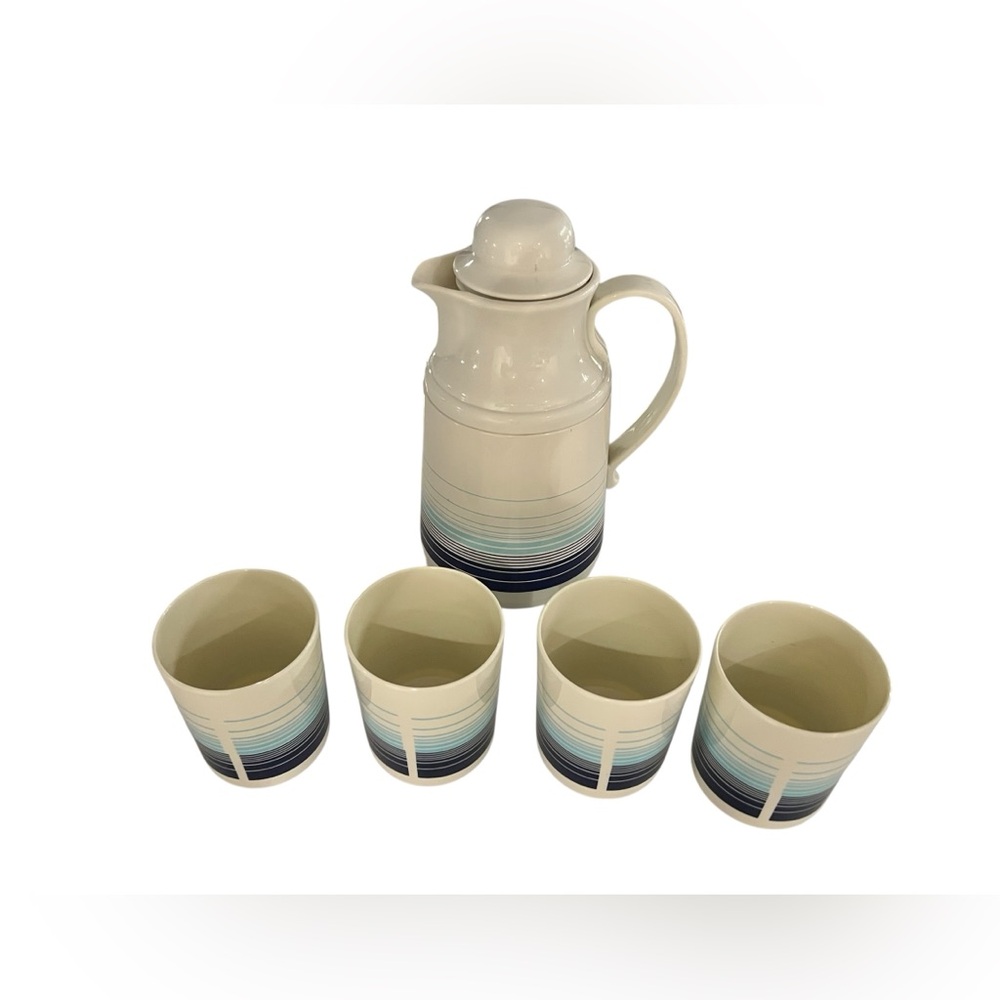Vintage Striped melamine Pitcher and Cup Set